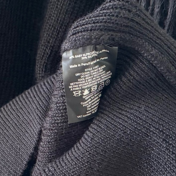 Tory Burch Bristol Sweater Pullover Crew Black Alpaca Silk Knit Fringe Ribbed L - Picture 10 of 12